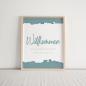 Preview: Willkommensschild "Watercolor-Brush | Petrol" 