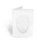 Passepartoutkarte oval 3-Fach DIN A6 in leinen (weiss)