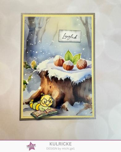 Preview: Kulricke Stempelset "Leseraupe" 10x10cm Clear Stamp 