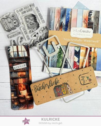 Preview: Kulricke Stempelset "Bücherliebe" 10x10cm Clear Stamp 