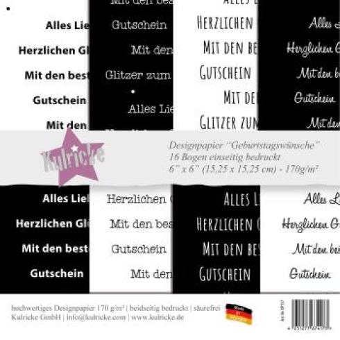 Kulricke Set Designpapier "Geburtstagswünsche" & Designpapier Stanzen