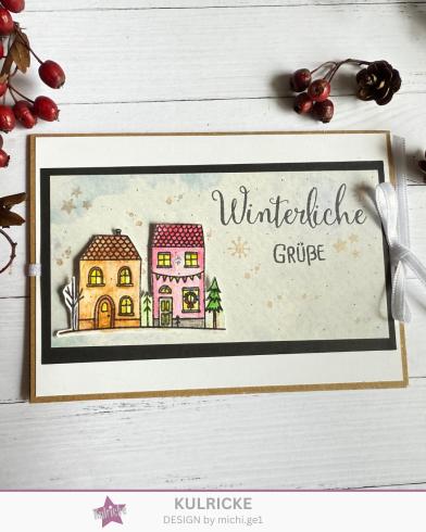 Preview: Kulricke Stempelset "Winterhäuschen" 10x10cm Clear Stamp 