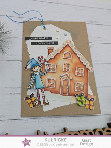 Preview: Kulricke Stempelset "Nikki die Weihnachtselfe" 10x10cm Clear Stamp 