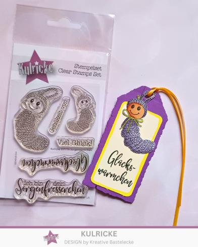 Preview: Kulricke Stempelset "Sorgenwürmchen" A7 Clear Stamp
