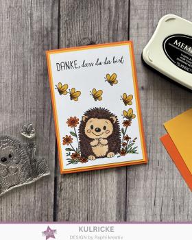Preview: Kulricke Stempelset "Igel im Blumenbeet"  A7 Clear Stamp