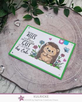 Preview: Kulricke Stempelset "Igel im Blumenbeet"  A7 Clear Stamp