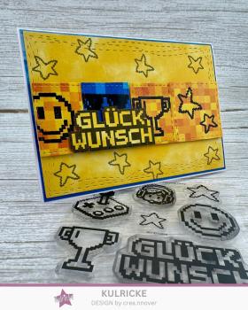 Preview: Kulricke Stempel "Pixelparty" 10x10cm Clear Stamp