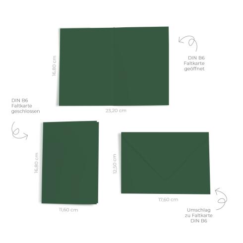 Preview: Faltkarte mit Briefumschlag DIN B6 in waldgrün