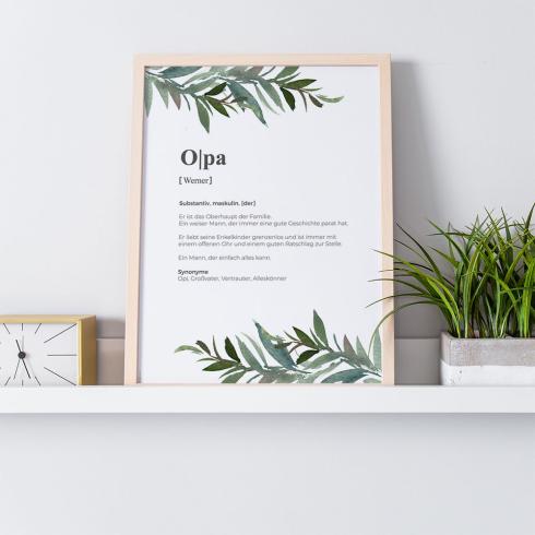 Definitionsposter "Opa 2" | Geschenkidee | Personalisiert  | individuelles Bild | Wörterbuch