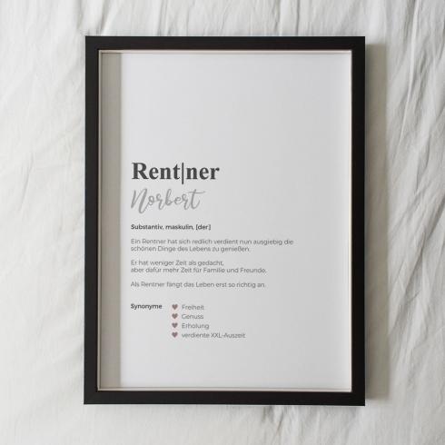 Definitionsposter "Rentner 1" | Geschenkidee | Personalisiert  | individuelles Bild | Wörterbuch