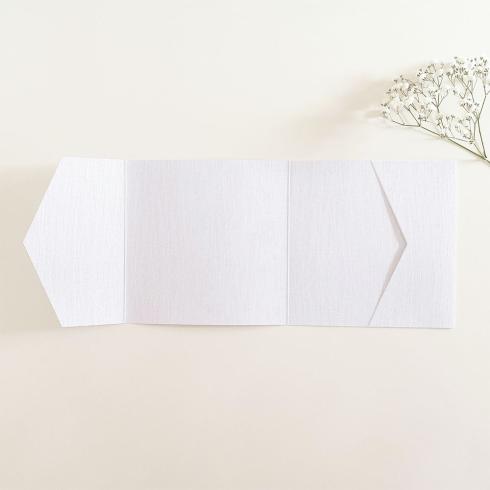 Pocketfold-Karte Quer-Format quadratisch (15x15) Struktur-Karton "Leinen (weiss)" Basic Line