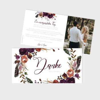Einladung "Boho Violett-Flower" DIN Lag