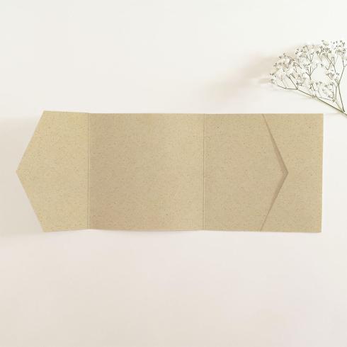 Pocketfold-Karte Quer-Format quadratisch (15x15) Recycling-Karton "Kraft Graskarton" Basic Line