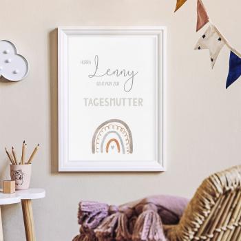 Preview: Tagesmutter-Kind-Poster "Regenbogen" | Einschulung | Meilensteintafel | Geschenk 1. Geburtstag | Personalisiertes Geschenk