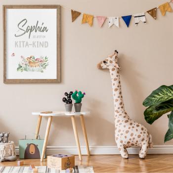 Preview: Kita-Kind-Poster "Waldtiere" | Einschulung | Meilensteintafel | Geschenk 1. Geburtstag | Personalisiertes Geschenk
