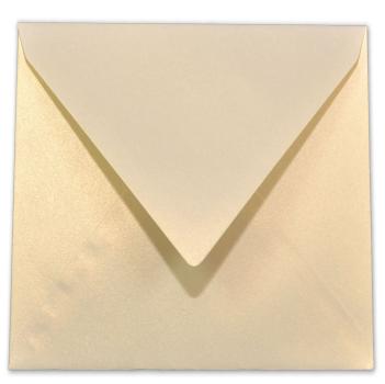 Briefumschlag 11x11cm in metallic ivory 120g ohne Fenster, Nassklebung