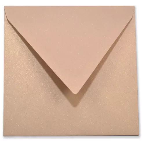 Briefumschlag 16x16cm in metallic-nude, 120g, ohne Fenster, Nassklebung