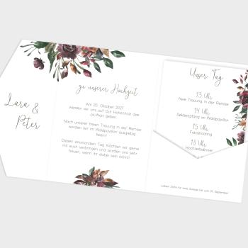 Pocketfold Einladung "Her Flowers" B6