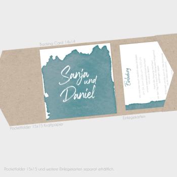 Einlegekarten-Bundle "Watercolor-Brush | Petrol" Quadrat 