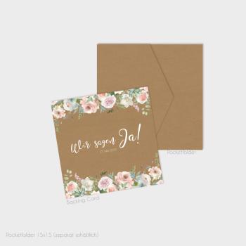 Backing-Card "Kraft White Roses" Quadrat 14x14