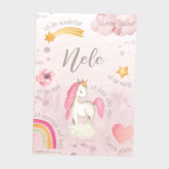 Affirmationsposter "Baby Unicorn" | Affirmation | Einschulung | Geschenk 1. Geburtstag |  | Kinderzimmerdeko