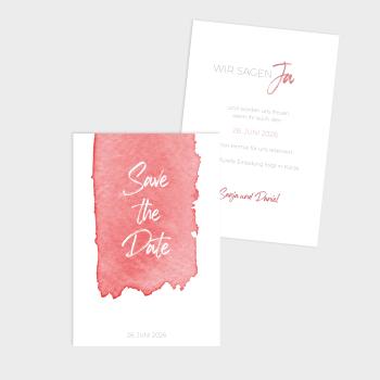 Save the Date "Watercolor-Brush | Rot" DIN B6