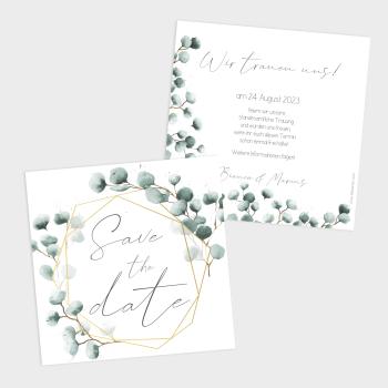 Save the Date "Geometric Eukalyptus" Quadrat 15x15