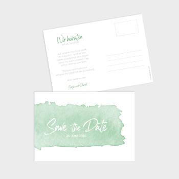 Save the Date "Watercolor-Brush | Pistazie" DIN B6 Postkarte