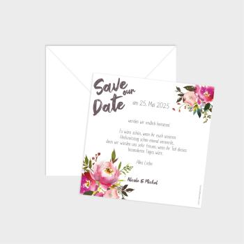 Save the Date "Pink Bunch" Quadrat 15x15 einseitig
