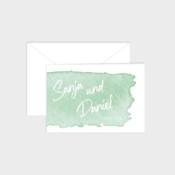 Einladung "Watercolor-Brush | Pistazie" DIN B6 Klappkarte