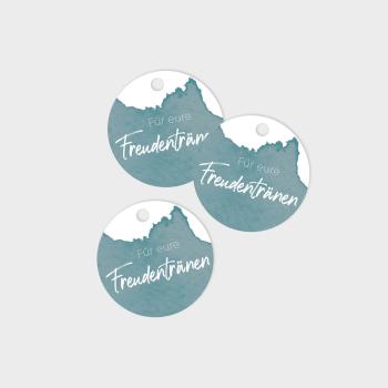 Tags - Geschenkanhänger Kreis "Watercolor-Brush Petrol" 4,5cm ø