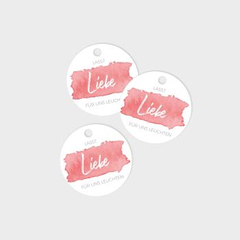 Tags - Geschenkanhänger Kreis "Watercolor-Brush | Rot" 4,5cm ø