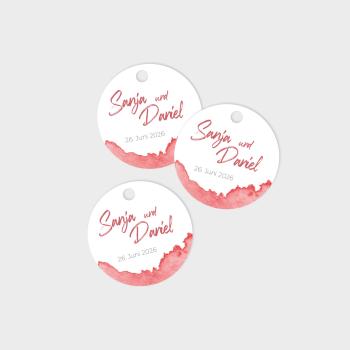 Tags - Geschenkanhänger Kreis "Watercolor-Brush | Rot" 4,5cm ø