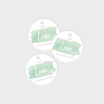 Tags - Geschenkanhänger Kreis "Watercolor-Brush | Pistazie" 4,5cm ø