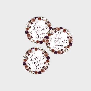 Tags - Geschenkanhänger Kreis "Boho Violett-Flower" 4,5cm ø