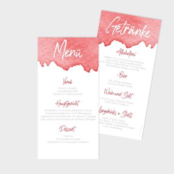 Menü- und Getränke "Watercolor-Brush | Rot" DIN Lang