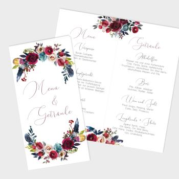 Menü- und Getränke "Merlot und Navy" DIN Lang Klappkarte