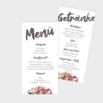 Menü- und Getränke "Pink Bunch" DIN Lang 