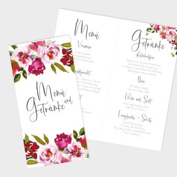 Menü- und Getränke "Blush Pink" DIN Lang Klappkarte