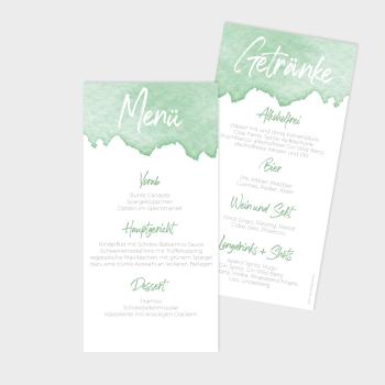 Menü- und Getränke "Watercolor-Brush | Pistazie" DIN Lang