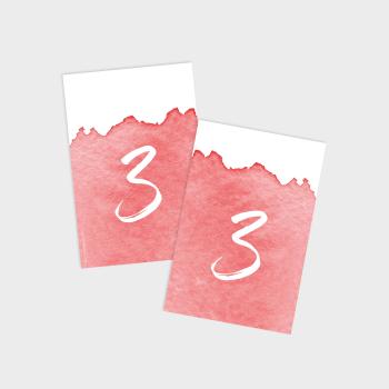 Tischnummern "Watercolor-Brush | Rot" 10x15cm