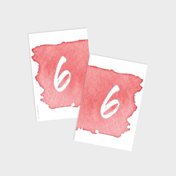Tischnummern "Watercolor-Brush | Rot" 10x15cm