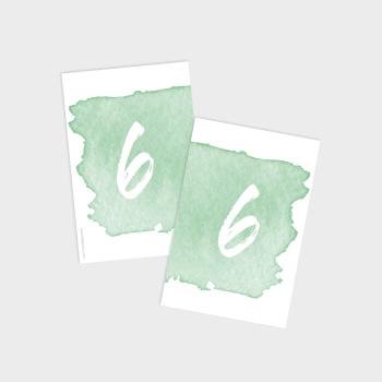 Tischnummern "Watercolor-Brush | Pistazie" 10x15cm