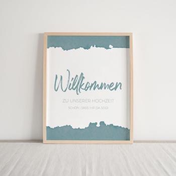 Willkommensschild "Watercolor-Brush | Petrol" 