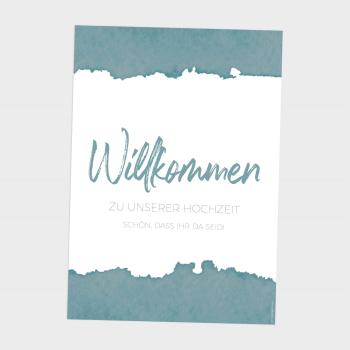Willkommensschild "Watercolor-Brush | Petrol" 
