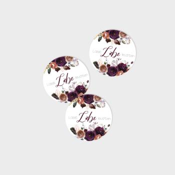 Aufkleber - Sticker "Boho Violett-Flower" 4cm ø - 24 Aufkleber