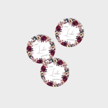 Aufkleber - Sticker "Merlot und Navy" 4cm ø - 24 Aufkleber