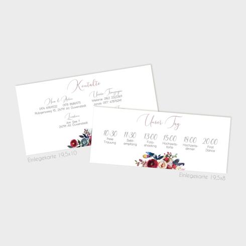 Einlegekarte "Merlot und Navy" 19,5x8