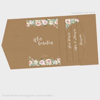 Einlegekarte "Kraft White Roses" 15x6