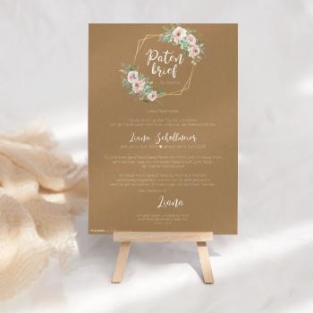Patenbrief "Kraft White Roses" | Taufgeschenk | Taufe | Patengeschenk | personalisiert